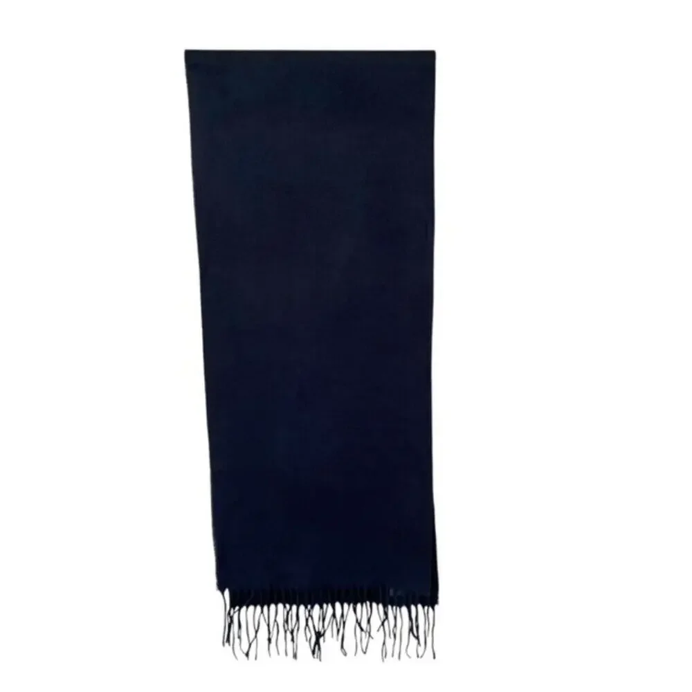 Cashmink V. Fraas Navy Blue Fringe Scarf